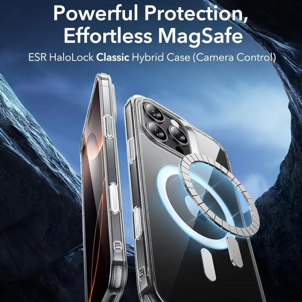 MagSafe hoes voor Apple iPhone 16 Pro, ESR, Classic Hybrid Slide, Transparant Zwart