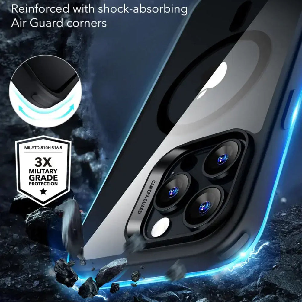 MagSafe hoes voor Apple iPhone 16 Pro, ESR, Classic Hybrid Slide, Transparant Zwart