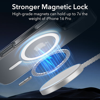 MagSafe hoesje voor Apple iPhone 16 Pro, ESR, Classic Hybrid, Satijn Transparant