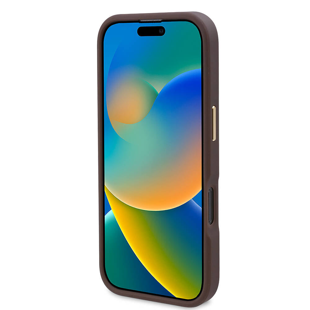 Coque MagSafe pour Apple iPhone 16 Pro, Guess, Plaque Logo 4G, Bleue