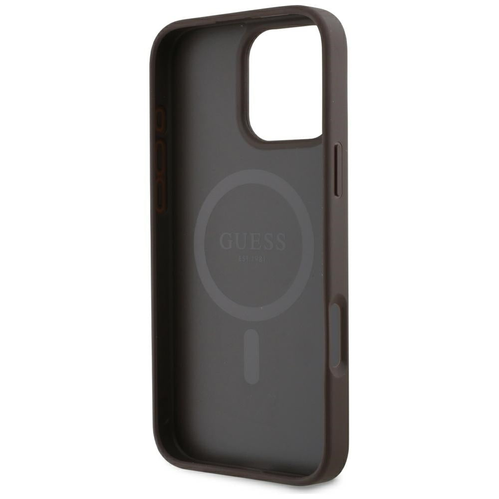 MagSafe hoesje voor Apple iPhone 16 Pro, Guess, 4G Small en Classic Logo, Bruin