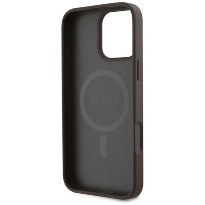 MagSafe hoesje voor Apple iPhone 16 Pro, Guess, 4G Small en Classic Logo, Bruin