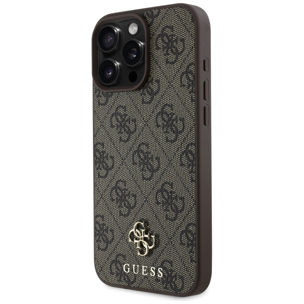 MagSafe hoesje voor Apple iPhone 16 Pro, Guess, 4G Small en Classic Logo, Bruin