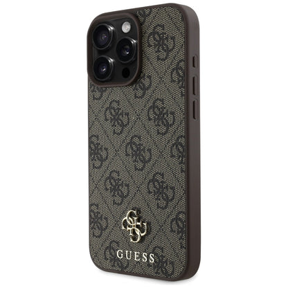 MagSafe hoesje voor Apple iPhone 16 Pro, Guess, 4G Small en Classic Logo, Bruin