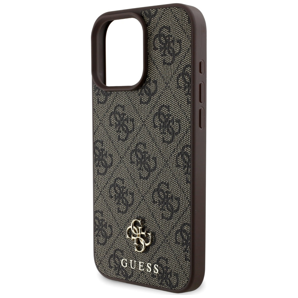 MagSafe hoesje voor Apple iPhone 16 Pro, Guess, 4G Small en Classic Logo, Bruin