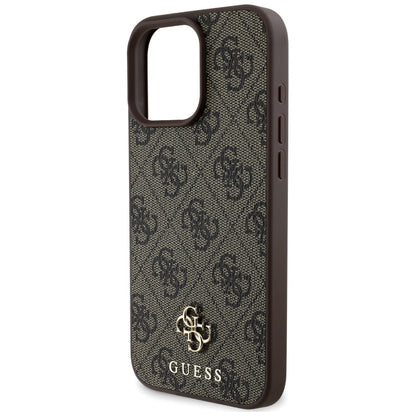 MagSafe hoesje voor Apple iPhone 16 Pro, Guess, 4G Small en Classic Logo, Bruin