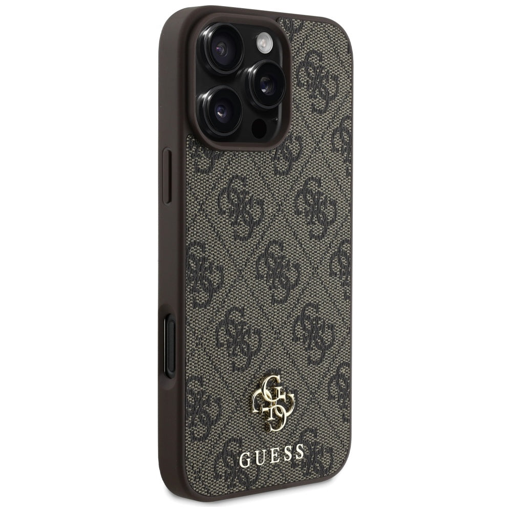 MagSafe hoesje voor Apple iPhone 16 Pro, Guess, 4G Small en Classic Logo, Bruin