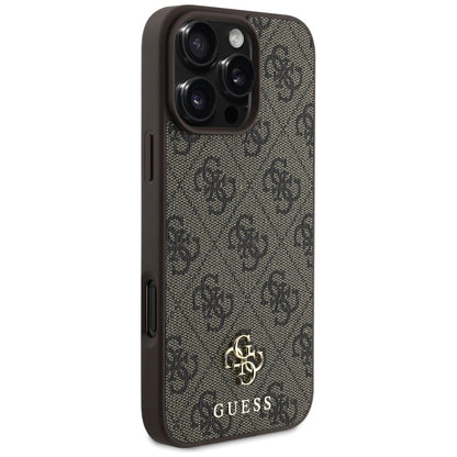 MagSafe hoesje voor Apple iPhone 16 Pro, Guess, 4G Small en Classic Logo, Bruin