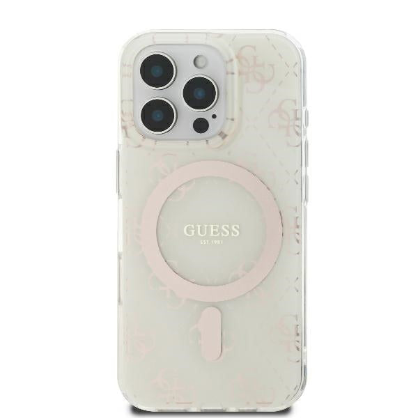MagSafe hoesje voor Apple iPhone 16 Pro, Guess, IML 4G Achtergrond, Wit