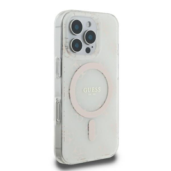 MagSafe hoesje voor Apple iPhone 16 Pro, Guess, IML 4G Achtergrond, Wit