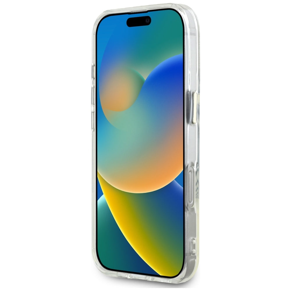 Coque MagSafe pour Apple iPhone 16 Pro, Guess, IML Cercle Métallique Coloré, Blanc