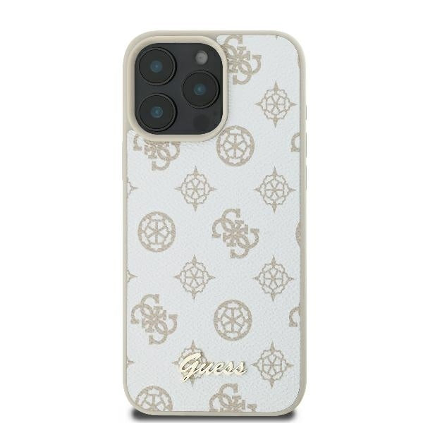 MagSafe hoesje voor Apple iPhone 16 Pro, Guess, Peony Script, Wit