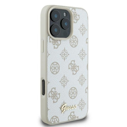 MagSafe hoesje voor Apple iPhone 16 Pro, Guess, Peony Script, Wit