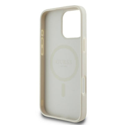 MagSafe hoesje voor Apple iPhone 16 Pro, Guess, Peony Script, Wit