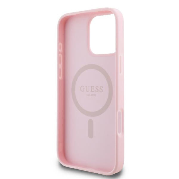 Coque MagSafe pour Apple iPhone 16 Pro, Guess, Peony Script, Rose