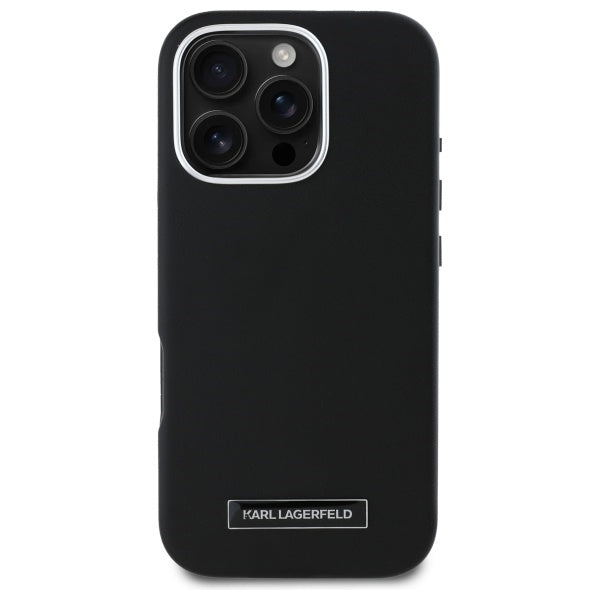 MagSafe hoes voor Apple iPhone 16 Pro, Karl Lagerfeld, FW Metal Plate, Zwart