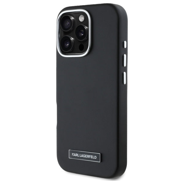 MagSafe hoes voor Apple iPhone 16 Pro, Karl Lagerfeld, FW Metal Plate, Zwart