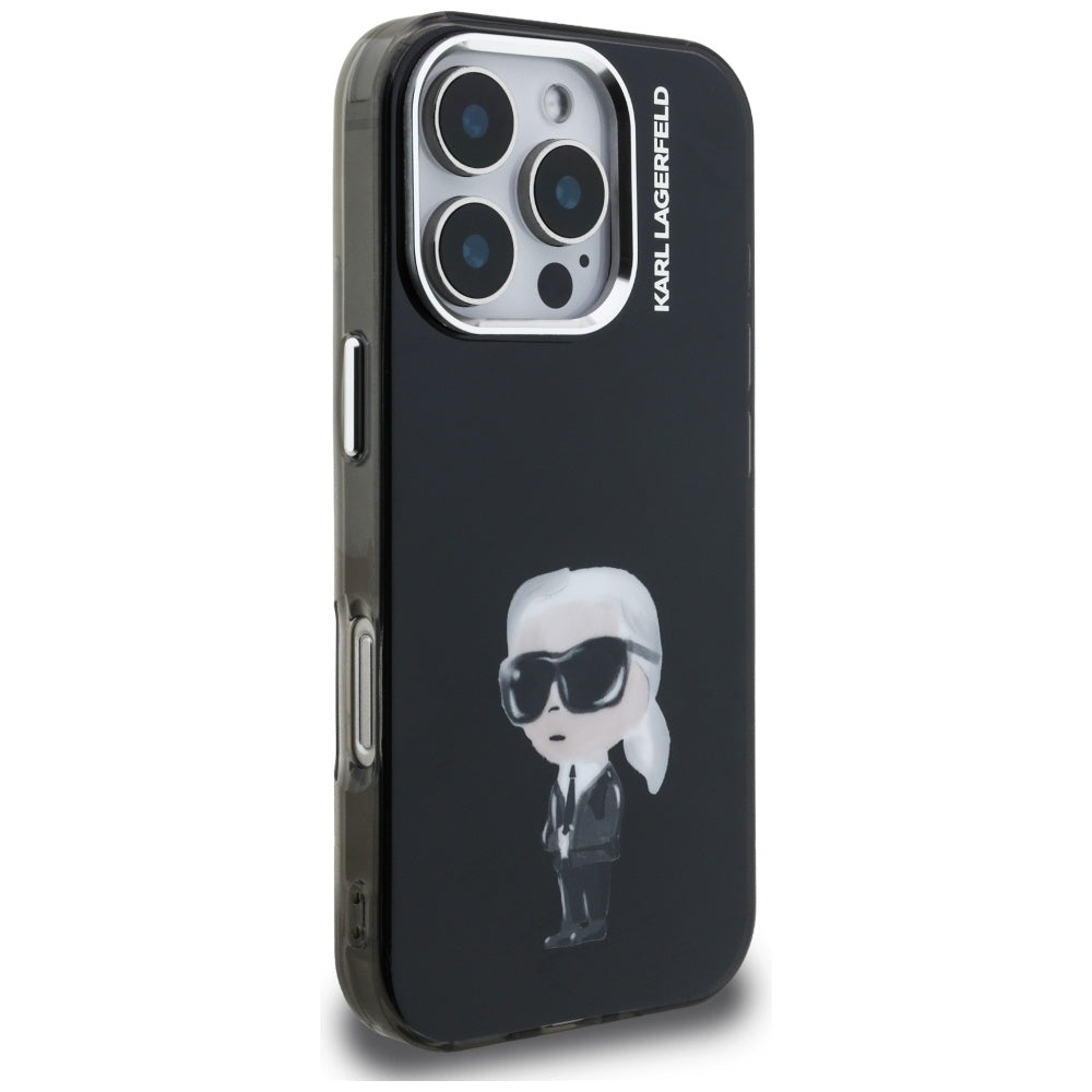 MagSafe Hülle für Apple iPhone 16 Pro, Karl Lagerfeld, IML Aquarelle Logo Karl, Schwarz