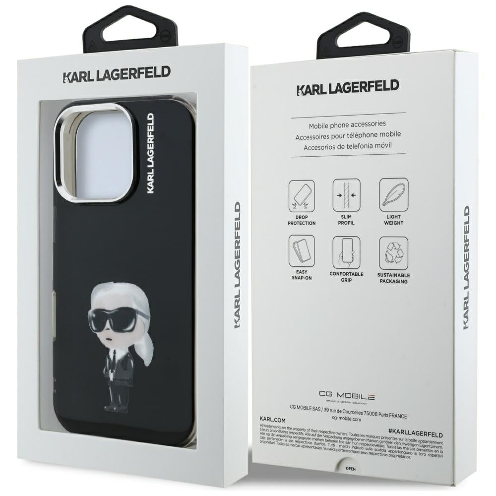 MagSafe Hülle für Apple iPhone 16 Pro, Karl Lagerfeld, IML Aquarelle Logo Karl, Schwarz