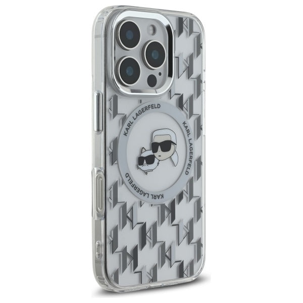MagSafe hoesje voor Apple iPhone 16 Pro, Karl Lagerfeld, IML Monogram Karl & Choupette's Heads, Transparant