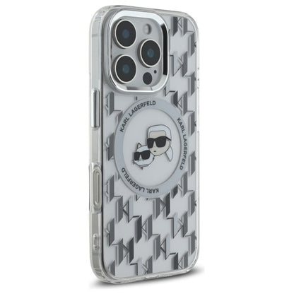 MagSafe hoesje voor Apple iPhone 16 Pro, Karl Lagerfeld, IML Monogram Karl & Choupette's Heads, Transparant