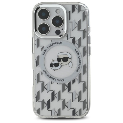 MagSafe hoesje voor Apple iPhone 16 Pro, Karl Lagerfeld, IML Monogram Karl & Choupette's Heads, Transparant