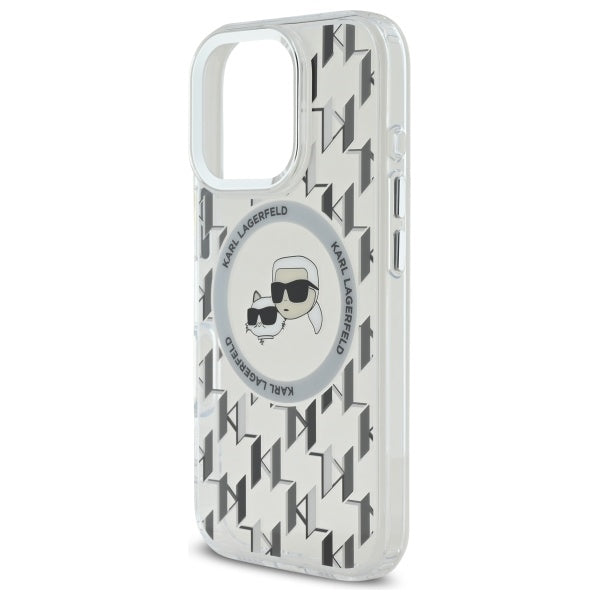 MagSafe hoesje voor Apple iPhone 16 Pro, Karl Lagerfeld, IML Monogram Karl & Choupette's Heads, Transparant