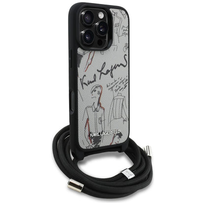 MagSafe hoes voor Apple iPhone 16 Pro, Karl Lagerfeld, Saffiano Crossbody, Gri