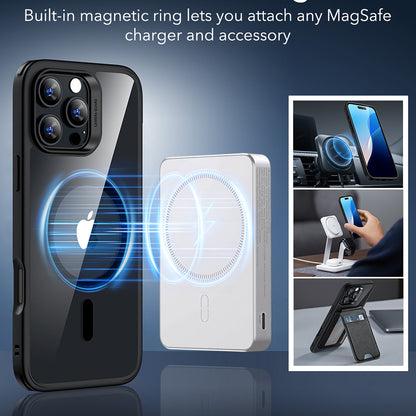 Coque MagSafe pour Apple iPhone 16 Pro Max, ESR, Classic Hybrid, Noire Transparente