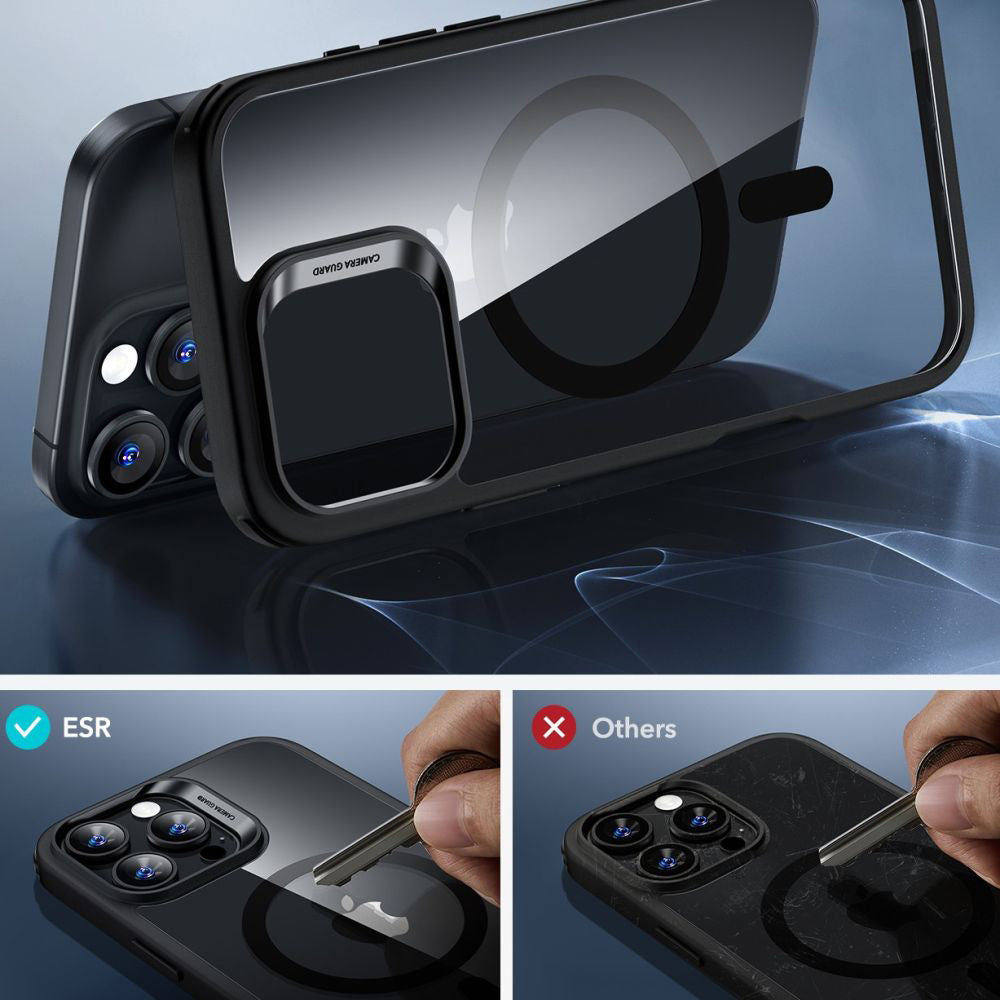 Coque MagSafe pour Apple iPhone 16 Pro Max, ESR, Classic Hybrid avec Protecteur d'Écran, Noire Transparente