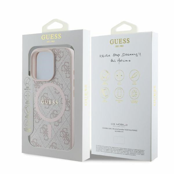 MagSafe hoesje voor Apple iPhone 16 Pro Max, Guess, 4G Ring Classic Logo, Roze