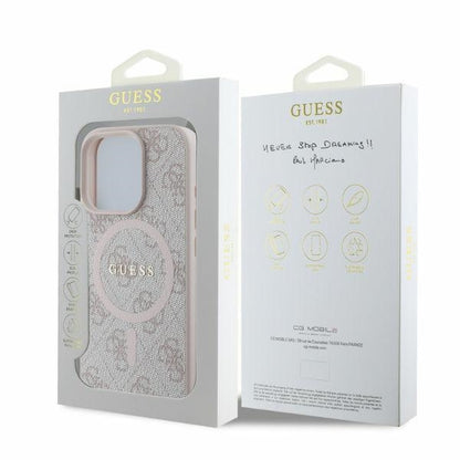 MagSafe hoesje voor Apple iPhone 16 Pro Max, Guess, 4G Ring Classic Logo, Roze