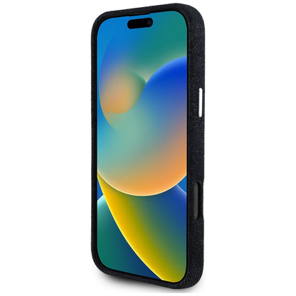 MagSafe hoesje voor Apple iPhone 16 Pro Max, Guess, Denim Triangle Logo, Zwart