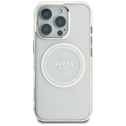 MagSafe Case for Apple iPhone 16 Pro Max, Guess, IML Metal Colored Circle, White