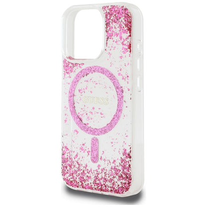 MagSafe hoesje voor Apple iPhone 16 Pro Max, Guess, Resin Bottom Glitter, Roze