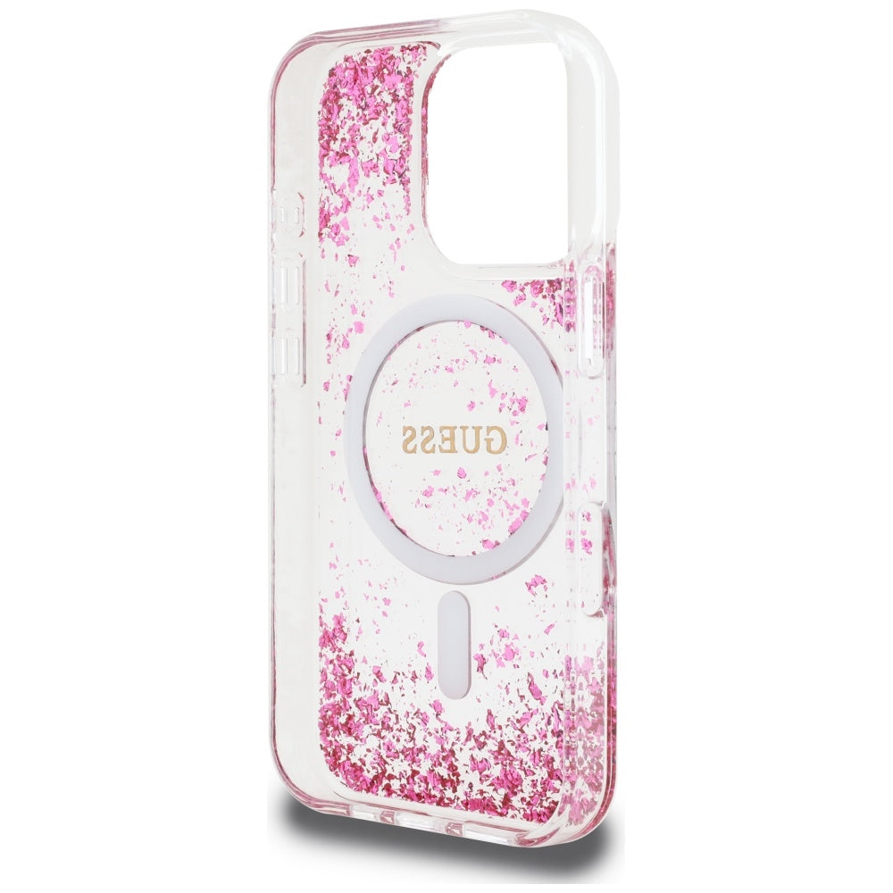 MagSafe hoesje voor Apple iPhone 16 Pro Max, Guess, Resin Bottom Glitter, Roze