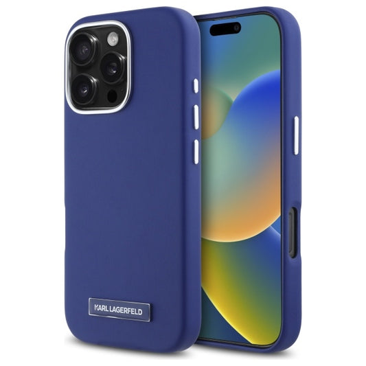 MagSafe hoesje voor Apple iPhone 16 Pro Max, Karl Lagerfeld, FW Metal Plate, Blauw