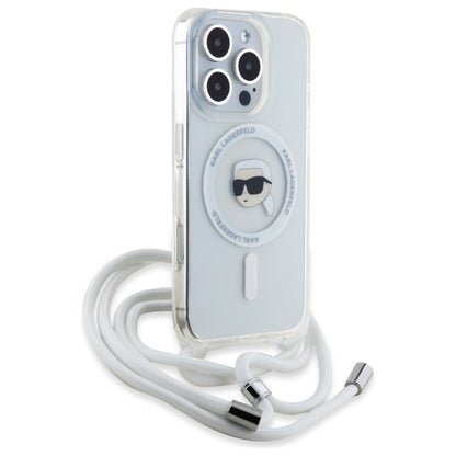 MagSafe Case for Apple iPhone 16 Pro Max, Karl Lagerfeld, IML Crossbody Karl's Head, Transparent