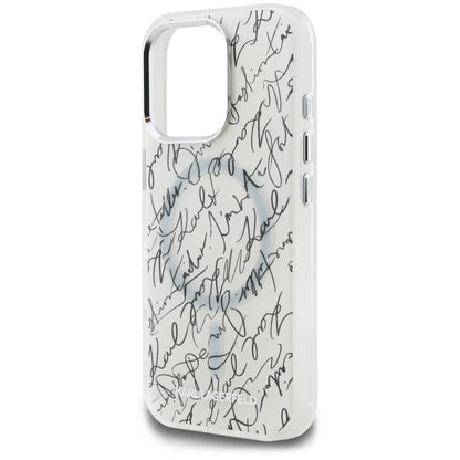 MagSafe hoesje voor Apple iPhone 16 Pro Max, Karl Lagerfeld, IML Karl Script Pattern, Wit