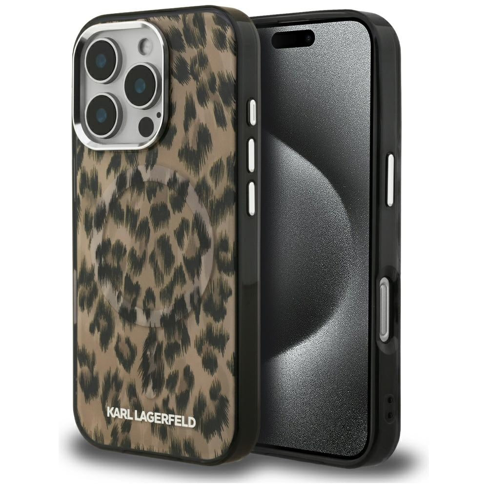 MagSafe hoesje voor Apple iPhone 16 Pro Max, Karl Lagerfeld, IML Leopard Pattern, Bruin