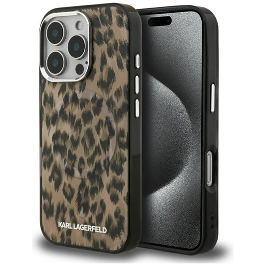 MagSafe hoesje voor Apple iPhone 16 Pro Max, Karl Lagerfeld, IML Leopard Pattern, Bruin