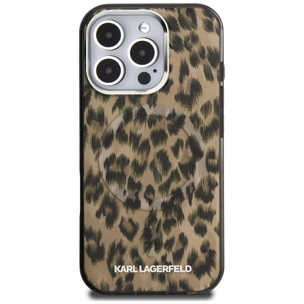 MagSafe hoesje voor Apple iPhone 16 Pro Max, Karl Lagerfeld, IML Leopard Pattern, Bruin