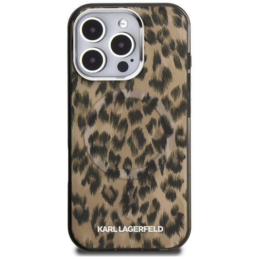 MagSafe hoesje voor Apple iPhone 16 Pro Max, Karl Lagerfeld, IML Leopard Pattern, Bruin