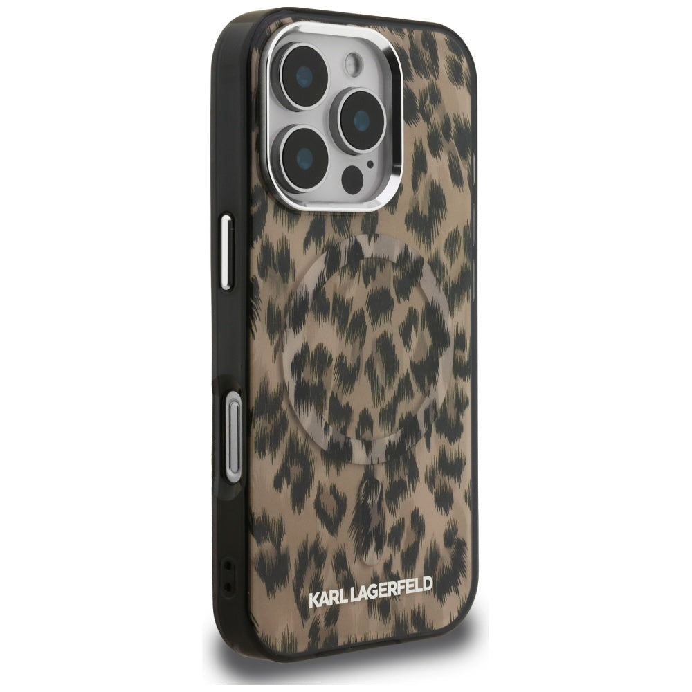 MagSafe hoesje voor Apple iPhone 16 Pro Max, Karl Lagerfeld, IML Leopard Pattern, Bruin