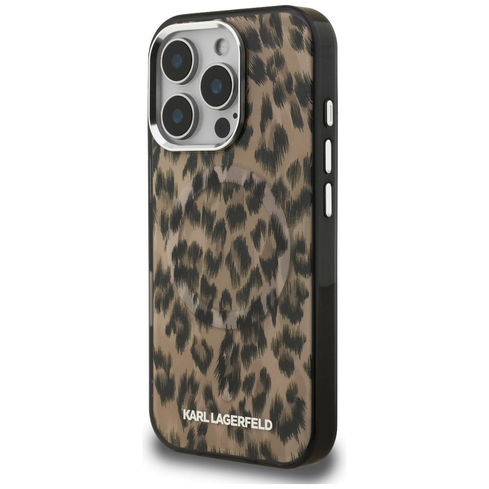 MagSafe hoesje voor Apple iPhone 16 Pro Max, Karl Lagerfeld, IML Leopard Pattern, Bruin