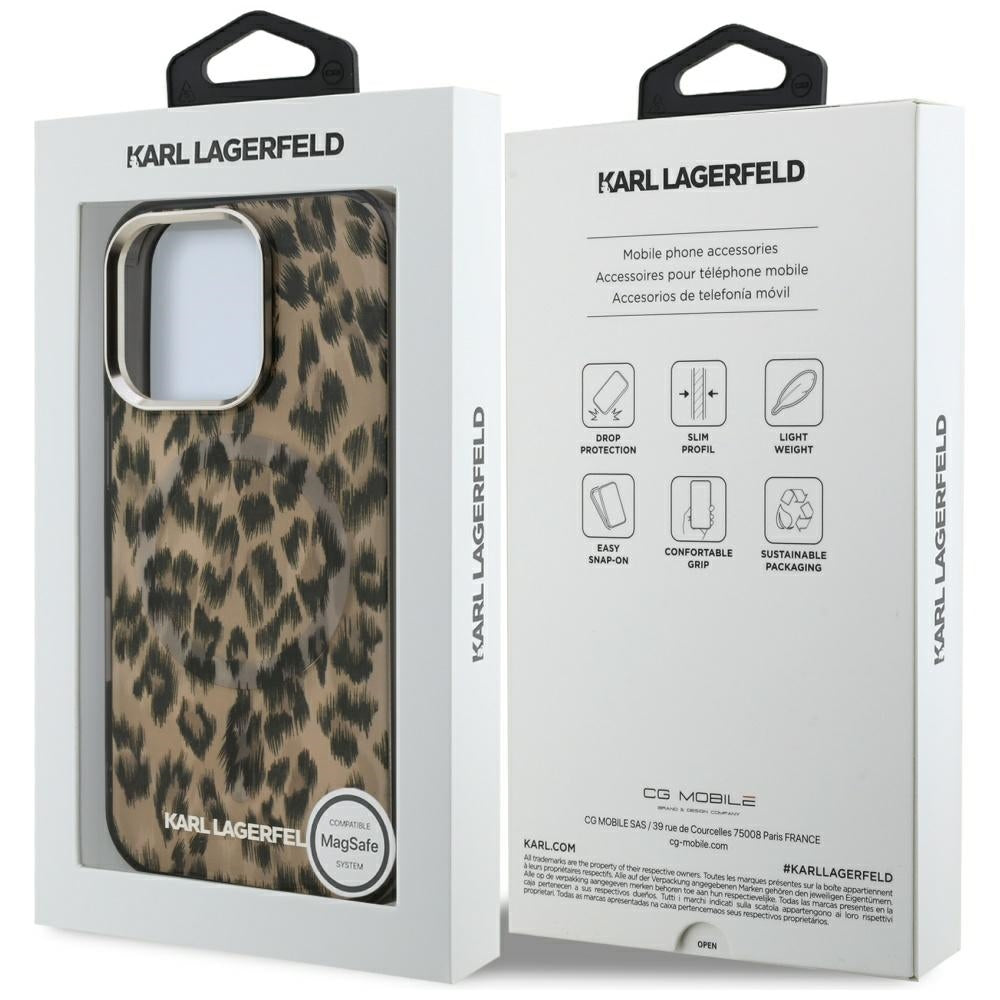 MagSafe hoesje voor Apple iPhone 16 Pro Max, Karl Lagerfeld, IML Leopard Pattern, Bruin
