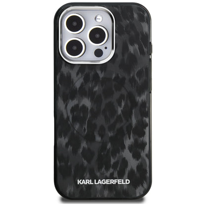 MagSafe Hülle für Apple iPhone 16 Pro Max, Karl Lagerfeld, IML Leopard Muster, Schwarz
