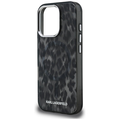 MagSafe Hülle für Apple iPhone 16 Pro Max, Karl Lagerfeld, IML Leopard Muster, Schwarz
