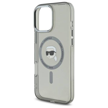 Housse MagSafe pour Apple iPhone 16 Pro Max, Karl Lagerfeld, IML Metal Karl's Head, Noire