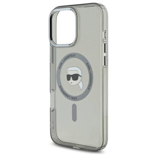 Housse MagSafe pour Apple iPhone 16 Pro Max, Karl Lagerfeld, IML Metal Karl's Head, Noire